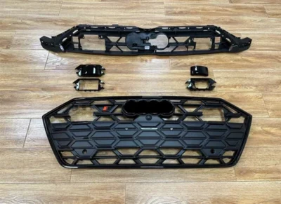S7 Style For Audi A7/A7L C8 2019-2024 Black Front Bumper Grille Honeycomb Grill
