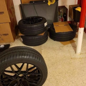 Audi Black Alloy Wheels with Tires (Set)