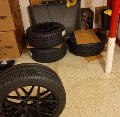 Audi Black Alloy Wheels with Tires (Set)